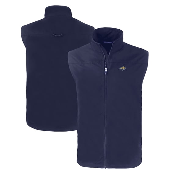 Men's Cutter & Buck Navy Montana State Bobcats Charter Eco Recycled Full-Zip Vest