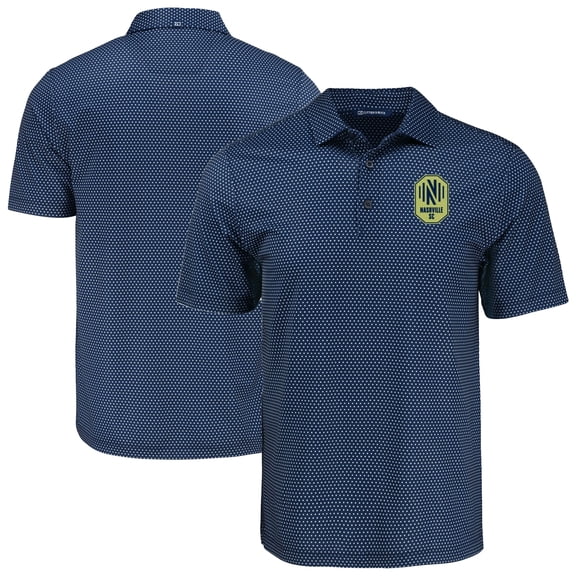 Men's-Cutter & Buck  Navy Nashville SC Big & Tall Pike Eco Shadow Check Print Recycled Polo