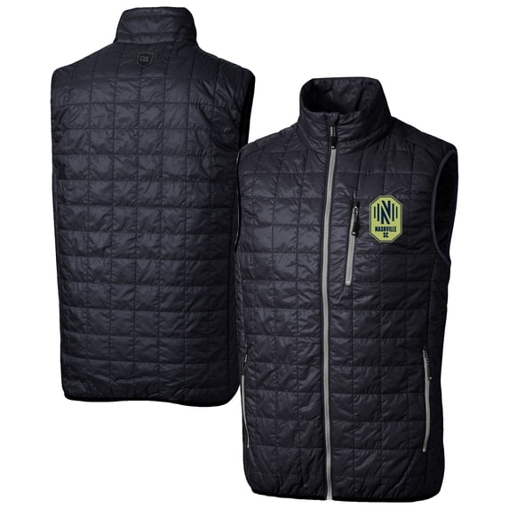 Men's-Cutter & Buck Navy Nashville SC Big & Tall Rainier PrimaLoft Eco Insulated Full-Zip Puffer Vest