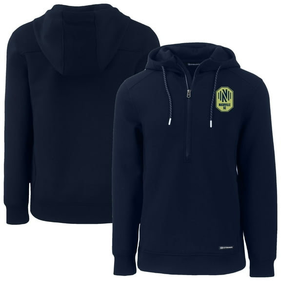 Men's Cutter & Buck Navy Nashville SC Roam Eco Half-Zip Recycled Pullover Hoodie