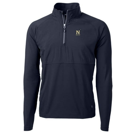 Men's Cutter & Buck Navy Navy Midshipmen Adapt Eco Knit Hybrid Recycled Quarter-Zip Pullover Top