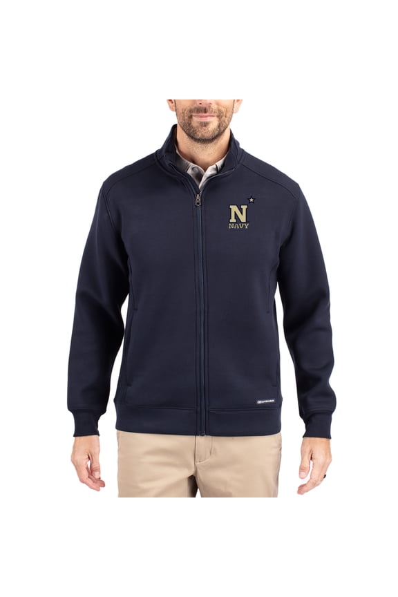 Men's-Cutter & Buck  Navy Navy Midshipmen Roam Eco Recycled Full-Zip Jacket