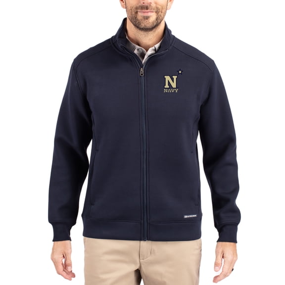 Men's-Cutter & Buck Navy Navy Midshipmen Roam Eco Recycled Full-Zip Jacket