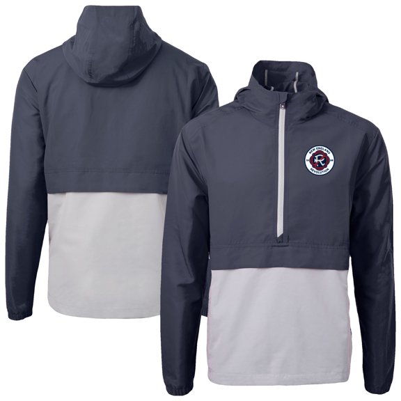 Men's-Cutter & Buck  Navy New England Revolution Charter Eco Recycled Full-Zip Anorak Jacket