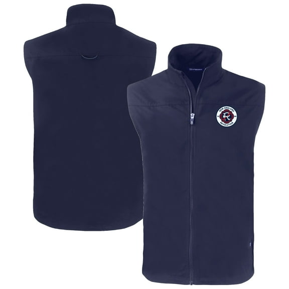 Men's-Cutter & Buck  Navy New England Revolution Charter Eco Recycled Full-Zip Vest