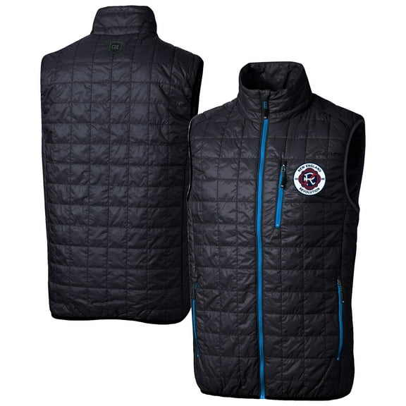 Men's-Cutter & Buck Navy New England Revolution Rainier PrimaLoft Eco Insulated Full-Zip Puffer Vest