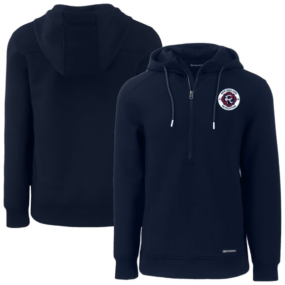 Men's Cutter & Buck Navy New England Revolution Roam Eco Half-Zip Recycled Pullover Hoodie