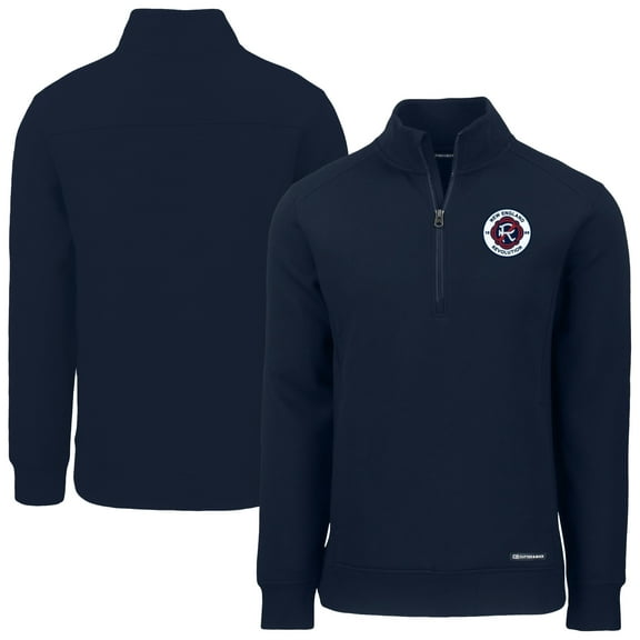 Men's-Cutter & Buck  Navy New England Revolution Roam Eco Recycled Quarter-Zip Pullover Top
