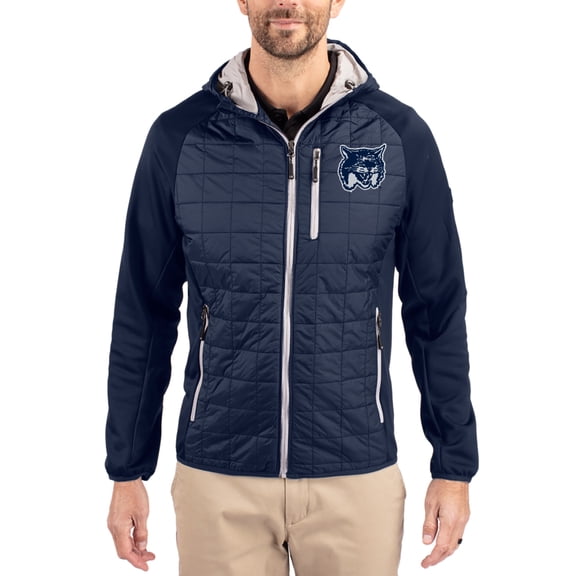 Men's-Cutter & Buck  Navy New Hampshire Wildcats Rainier Eco Hybrid PrimaLoft Raglan Full-Zip Jacket