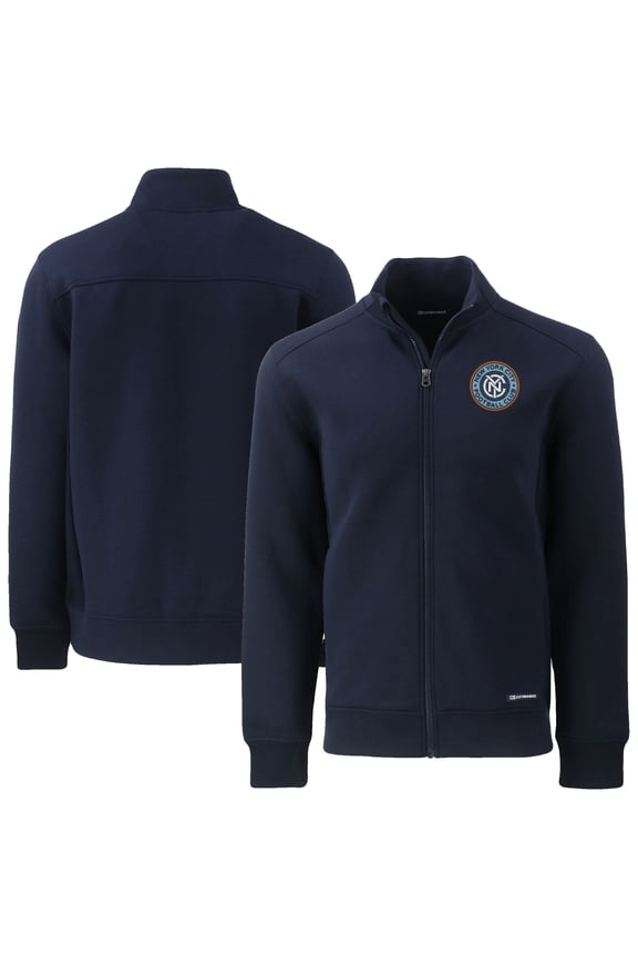 Men's-Cutter & Buck Navy New York City FC Big & Tall Roam Eco Tri-Blend Recycled Full-Zip Jacket