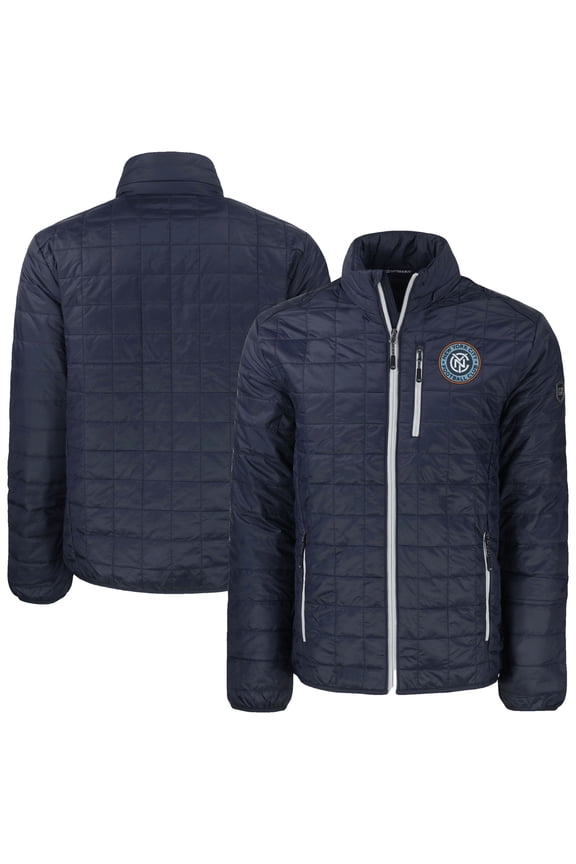 Men's Cutter & Buck Navy New York City FC Rainier PrimaLoft Eco Insulated Puffer Full-Zip Jacket