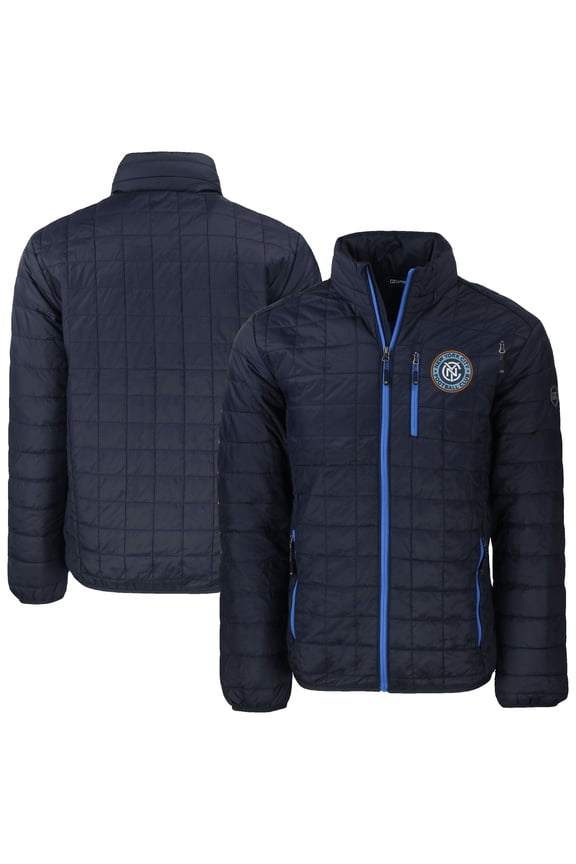 Men's Cutter & Buck Navy New York City FC Rainier PrimaLoft Eco Insulated Puffer Full-Zip Jacket
