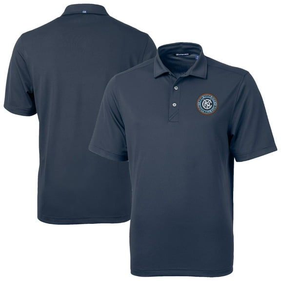 Men's-Cutter & Buck  Navy New York City FC Virtue Eco Pique Recycled Polo