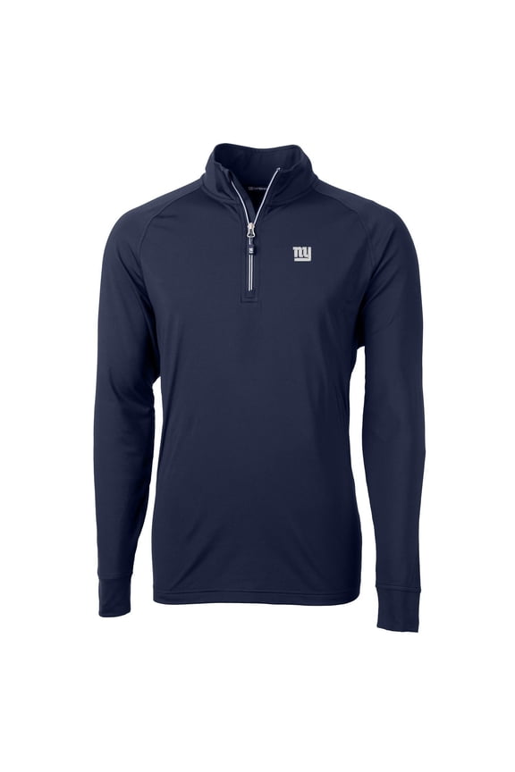 Men's Cutter & Buck Navy New York Giants Adapt Eco Knit Quarter-Zip Pullover Jacket