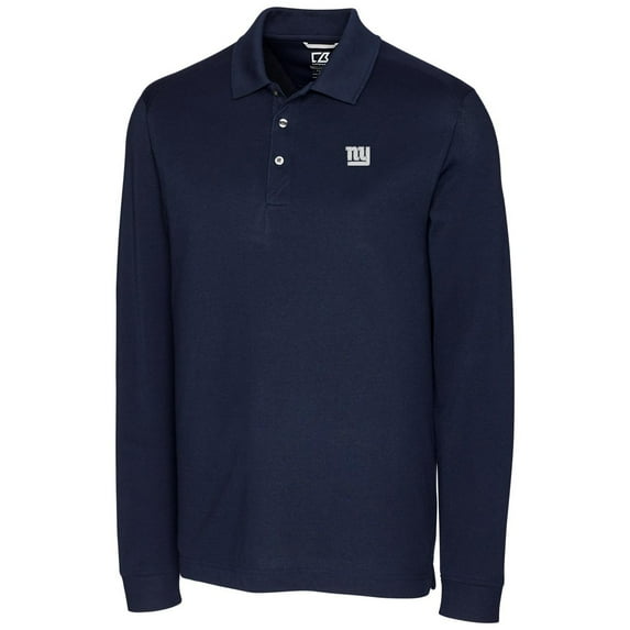 Men's Cutter & Buck Navy New York Giants Big & Tall Advantage Long Sleeve Polo