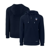 Men's Cutter & Buck Navy New York Mets Stars & Stripes Roam Eco Half-Zip Recycled Pullover Hoodie