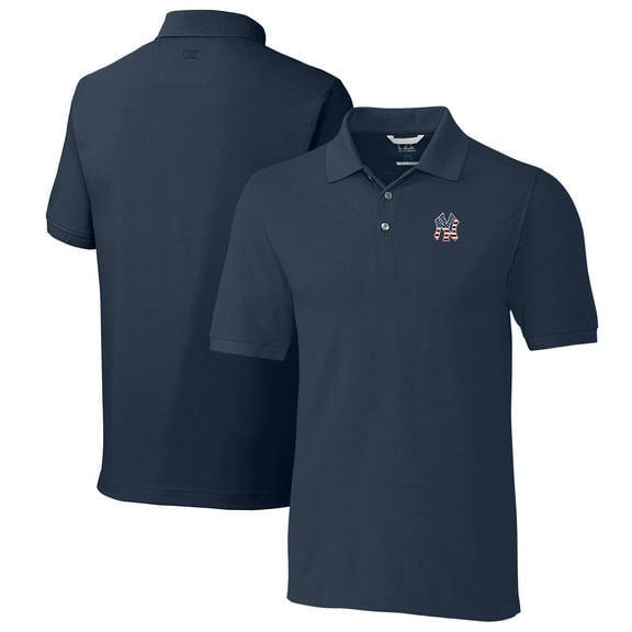 Men's Cutter & Buck Navy New York Yankees Big & Tall Americana Advantage Pique DryTec Tri-Blend Polo