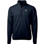Mens Cutter & Buck Navy New York Yankees Cascade Eco Sherpa Fleece Quarter-Zip Pullover Jacket