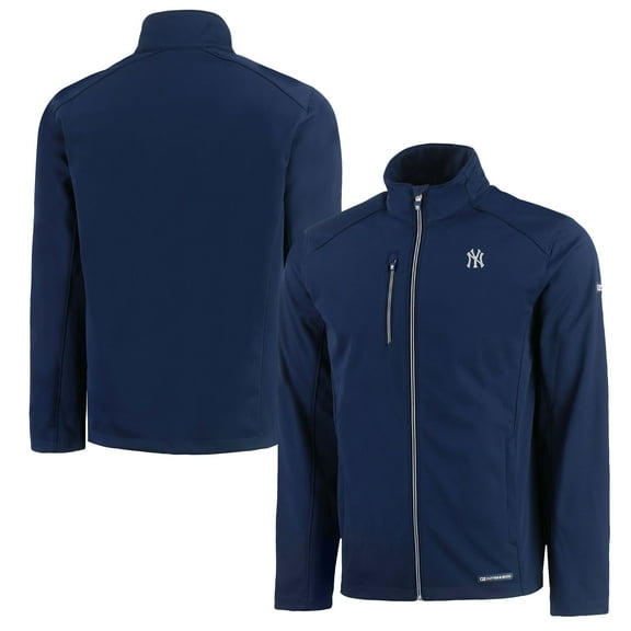 Men's Cutter & Buck Navy New York Yankees Evoke Eco Softshell Recycled Full-Zip Jacket