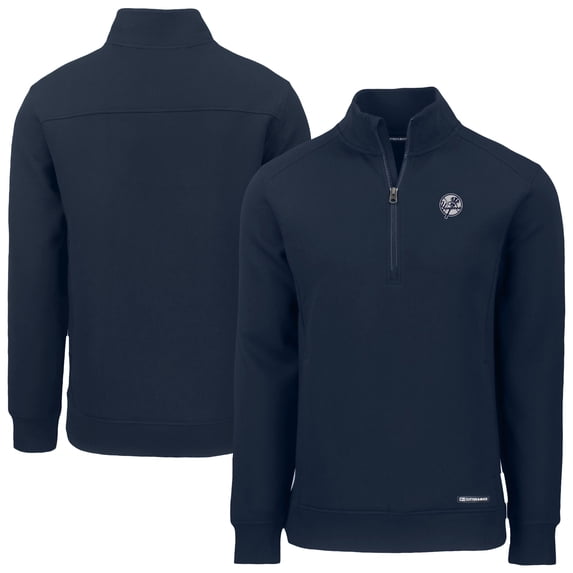 Men's Cutter & Buck Navy New York Yankees Roam Eco Quarter-Zip Jacket