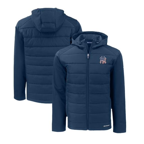 Men's Cutter & Buck Navy New York Yankees Stars & Stripes Big & Tall Evoke Hybrid Eco Softshell Recycled Full-Zip