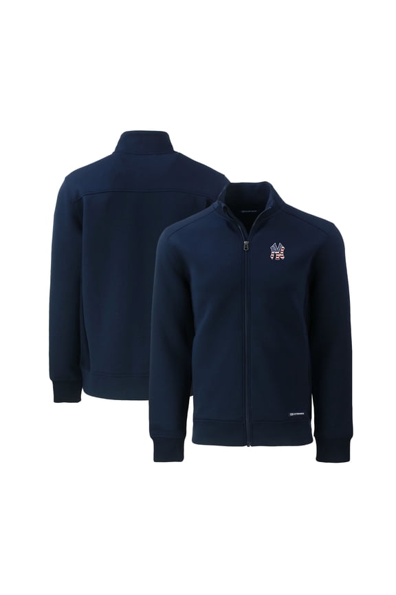 Men's Cutter & Buck Navy New York Yankees Stars & Stripes Roam Eco Recycled Full-Zip Jacket