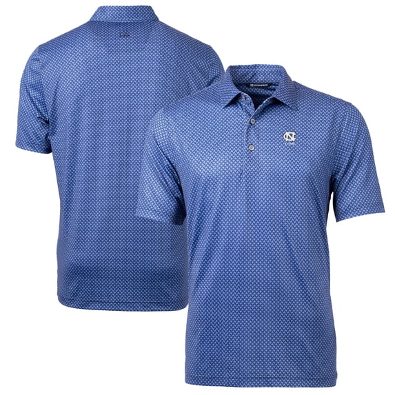 Men's Cutter & Buck Navy North Carolina Tar Heels Alumni Logo Pike Banner Print Stretch Polo