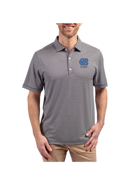 Men's Cutter & Buck Navy North Carolina Tar Heels Forge Eco Double Stripe Stretch Recycled Polo
