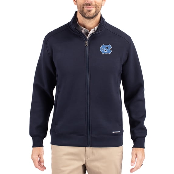 Men's-Cutter & Buck Navy North Carolina Tar Heels Roam Eco Recycled Full-Zip Jacket
