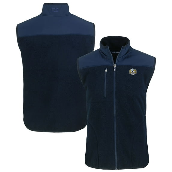 Men's Cutter & Buck Navy North Carolina Tar Heels Vault Cascade Eco Sherpa Fleece Full-Zip Vest