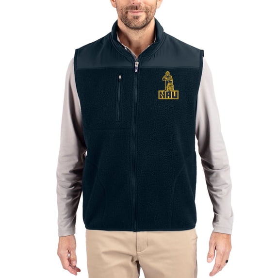 Men's Cutter & Buck Navy Northern Arizona Lumberjacks Cascade Eco Fleece Full-Zip Vest