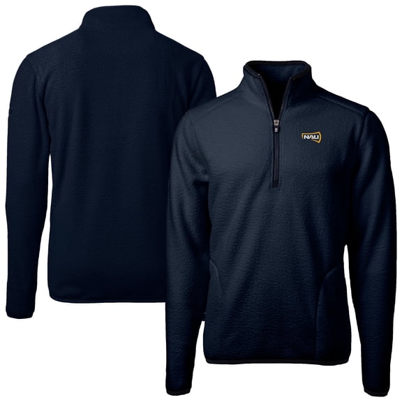 Men's Cutter & Buck Navy Northern Arizona Lumberjacks Cascade Eco Sherpa Fleece Quarter-Zip Pullover Jacket