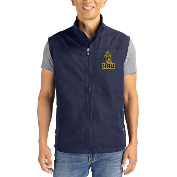 Men's Cutter & Buck Navy Northern Arizona Lumberjacks Charter Eco Recycled Full-Zip Vest