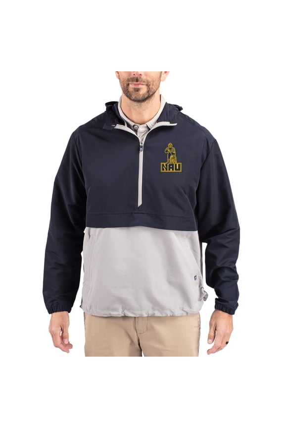 Men's Cutter & Buck Navy Northern Arizona Lumberjacks Charter Eco Recycled Half-Zip Anorak Jacket