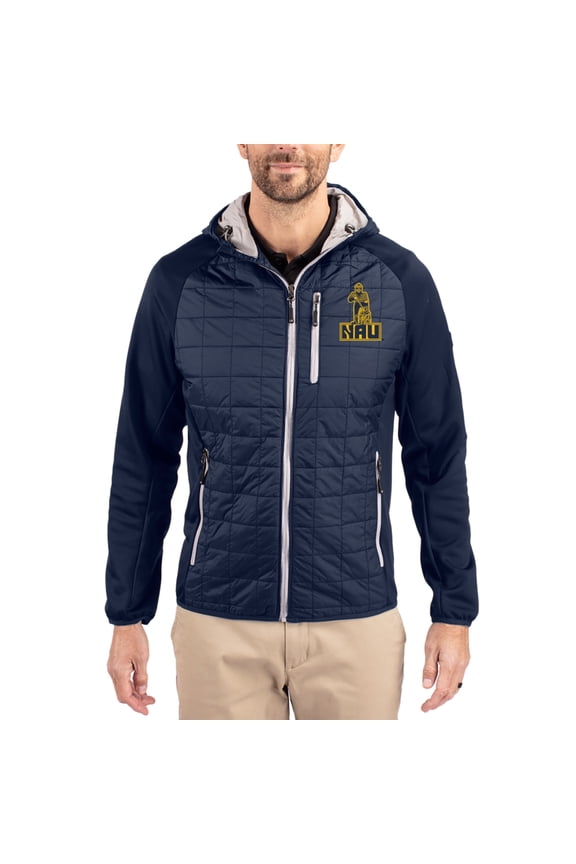 Men's-Cutter & Buck  Navy Northern Arizona Lumberjacks Rainier Eco Hybrid PrimaLoft Raglan Full-Zip Jacket