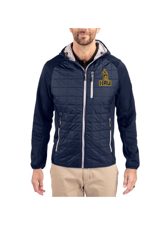 Men's-Cutter & Buck Navy Northern Arizona Lumberjacks Rainier Eco Hybrid PrimaLoft Raglan Full-Zip Jacket