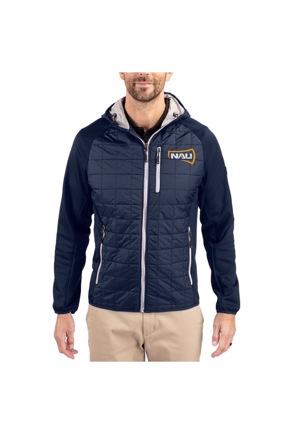 Men's-Cutter & Buck  Navy Northern Arizona Lumberjacks Rainier Eco Hybrid PrimaLoft Raglan Full-Zip Jacket