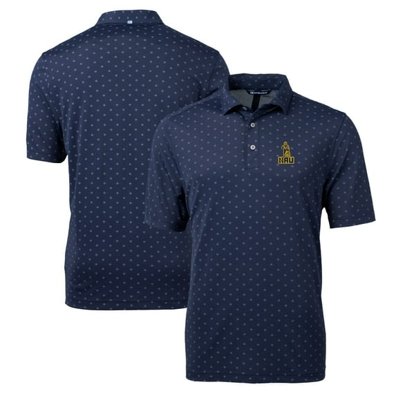Men's Cutter & Buck Navy Northern Arizona Lumberjacks Team Big & Tall Virtue Eco Pique Tile Print Polo