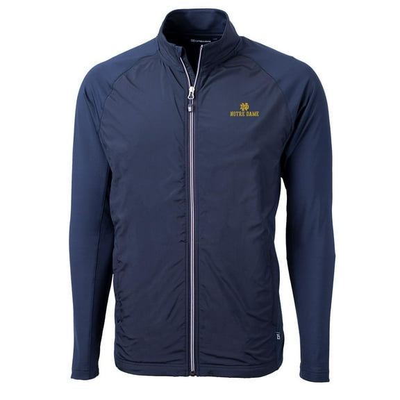 Men's Cutter & Buck Navy Notre Dame Fighting Irish Adapt Eco Knit Full-Zip Jacket