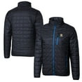 thumbnail image 1 of Men's Cutter & Buck  Navy Notre Dame Fighting Irish Alumni Logo Rainier PrimaLoft Eco Insulated Full-Zip Puffer Vest, 1 of 3