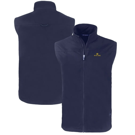 Men's Cutter & Buck Navy Notre Dame Fighting Irish Big & Tall Charter Eco Full-Zip Vest