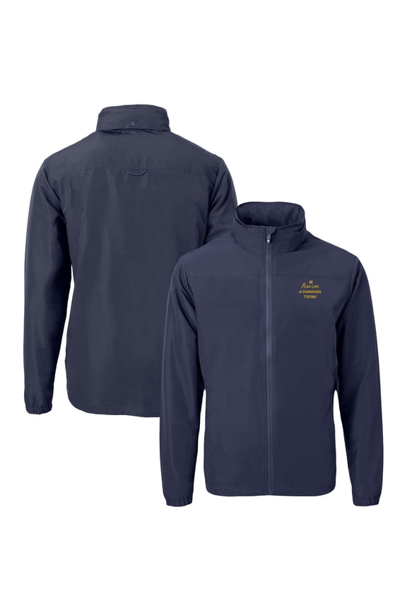 Men's Cutter & Buck Navy Notre Dame Fighting Irish Big & Tall Charter Eco Knit Recycled Full-Zip Jacket