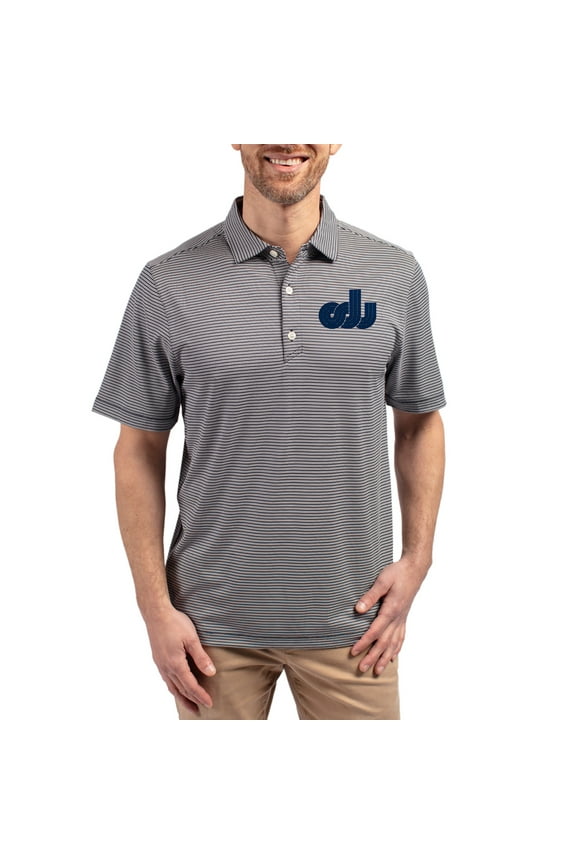 Men's Cutter & Buck Navy Old Dominion Monarchs Forge Alumni Eco Double Stripe Stretch Recycled Polo