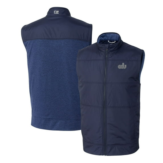 Men's Cutter & Buck Navy Old Dominion Monarchs Vault Stealth Hybrid Quilted Full-Zip Windbreaker Vest