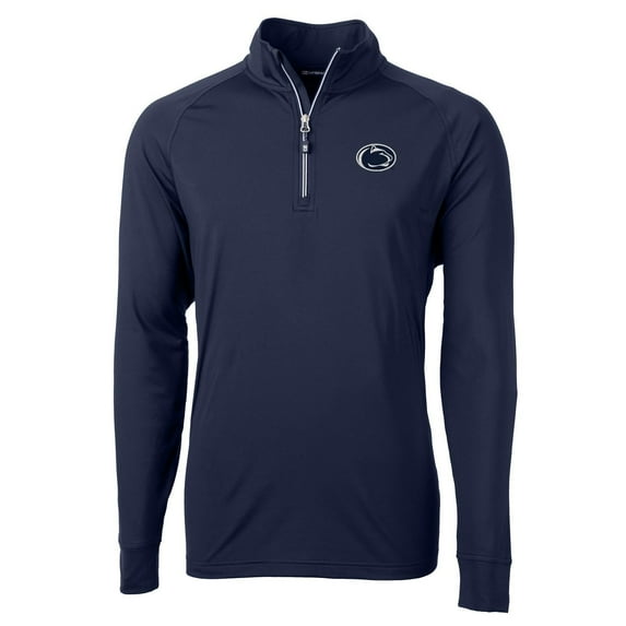 Men's Cutter & Buck Navy Penn State Nittany Lions Adapt Eco Knit Quarter-Zip Pullover Jacket