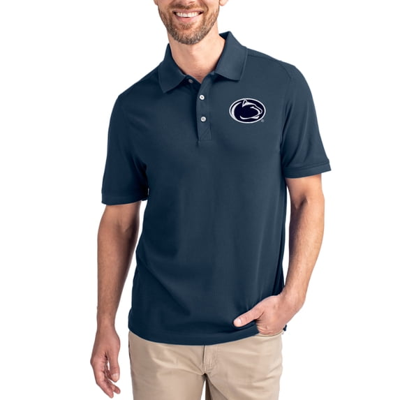 Men's Cutter & Buck Navy Penn State Nittany Lions Advantage Eco Pique Tri-Blend Polo