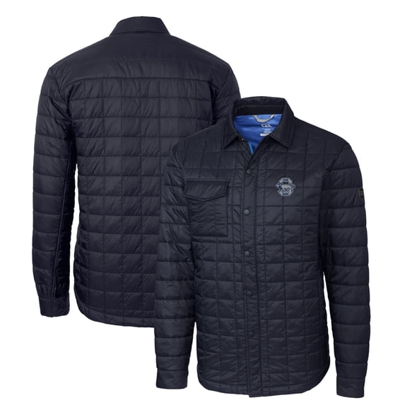 Men's Cutter & Buck Navy Penn State Nittany Lions Rainier PrimaLoft Eco Insulated Quilted Button-Up Shacket