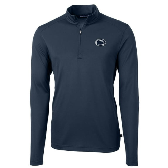 Men's Cutter & Buck Navy Penn State Nittany Lions Virtue Eco Pique Recycled Quarter-Zip Jacket