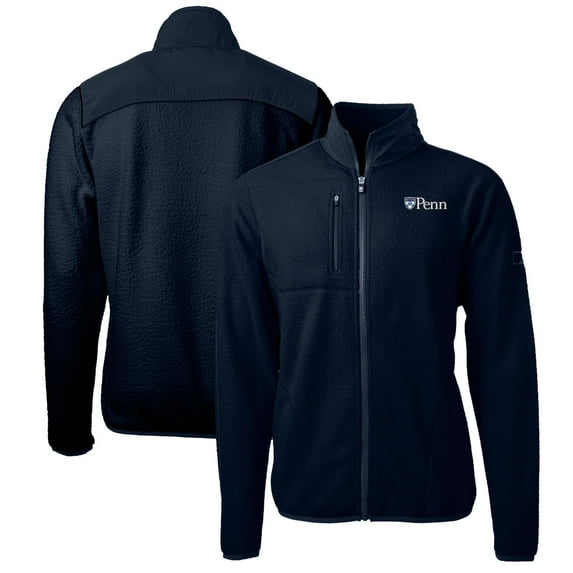 Men's Cutter & Buck Navy Pennsylvania Quakers Big & Tall Cascade Eco Sherpa Fleece Full-Zip Jacket