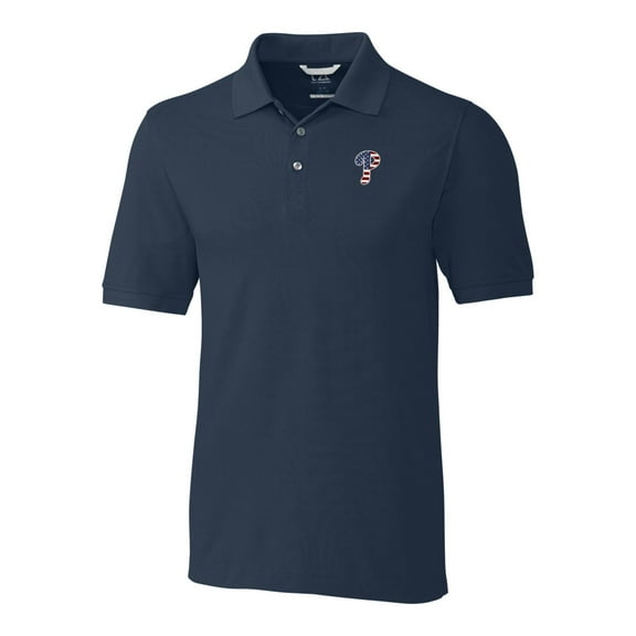 Men's Cutter & Buck Navy Philadelphia Phillies Americana Advantage Polo